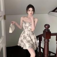 ราคา ราคาพิเศษ F X ชุดเดรสเซ็กซี่ชุดเดรสสายเดี่ยวลายพิมพ์ลายดอกกุหลาบแห้งสำหรับผู้หญิงชุดเดรสฝรั่งเศสแบบใหม่เซ็กซี่ฉลุลายสำหรับฤดูร้อน (29470181354)