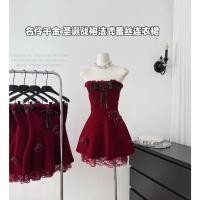 ราคา ราคาพิเศษ F X ชุดเดรสแฟชั่นเดรสลูกไม้สไตล์ฝรั่งเศสกระโปรงสั้นเปิดไหล่สำหรับฤดูใบไม้ร่วงและฤดูหนาวของผู้หญิง (29372127895)