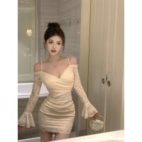 ราคา ราคาพิเศษ F X ชุดเดรสเซ็กซี่ลูกไม้ไหล่เดียวแขนยาวสายเดี่ยวชุดเดรสผู้หญิงฤดูใบไม้ผลิเซ็กซี่จีบเอวรัดรูปรัดสะโพกกระโปรงสั้นชุดกระโปรง (29219096357)