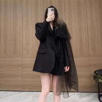 ราคา ราคาพิเศษ F x เสื้อโค้ทแบบมีเอกลักษณ์เฉพาะตัวฤดูใบไม้ร่วงและฤดูหนาวแบบใหม่ชุดสูทสไตล์เกาหลีสำหรับผู้หญิงเสื้อสูทตัวเล็กสีดำเย็บต่อกันแบบหลวมๆ (29170660839)