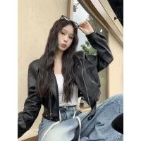 ราคา ราคาพิเศษ เสื้อแจ็คเก็ตหนัง F X PU ชุดมอเตอร์ไซค์สีดำแมทช์ลุคง่ายสำหรับผู้หญิงเสื้อลำลองแขนยาวหนังเข้ารูปฤดูใบไม้ผลิเสื้อตัวนอกแบบสั้น (28962636161)