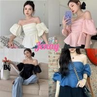 ราคา Jenny พร้อมส่ง เสื้อเปิดไหล่ชีฟอง ผ้าร่องน่ารักสไตล์ เกาหลี sexy lady เรียบหรู เริ่ดมาก เสื้อผ้าแฟชั่น เสื้อปาดไหล่ ชุดไ (25325096655)