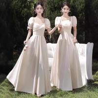 ราคา ชุดเพื่อนเจ้าสาวซาตินแชมเปญน้องสาวสามารถน่าเกลียดสวมใส่แฟชั่นจบการศึกษาชุดราตรีผู้หญิง LF245 (26516074664)