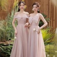 ราคา ชุดเพื่อนเจ้าสาวสีชมพูน้องสาว Super Sensene Tie ชุดราตรีแฟชั่นผู้หญิง Plus ขนาด LF292 (25387904426)