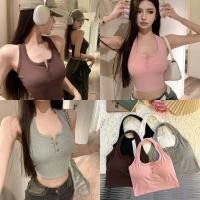 ราคา เสื้อครอป พร้อมส่งในไทย มีฟองน้ำในตัว ดีเทลกระดุมติดข้างหน้า สายเดี่ยวคล้องคอ น่ารัก เซ็กซี่สไตล์เกาหลี เวียดนาม มาใหม่ (25879363757)