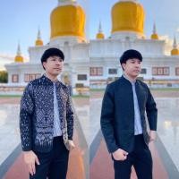 ราคา เสื้อคลุมคอจีนสีดำ เสื้อคลุมผ้าไทย ใส่ทำงาน ทรงสวยดูดี เสื้อคลุมผู้ชาย (27359181708)