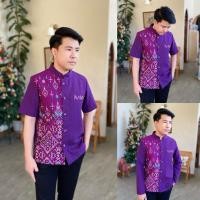 ราคา เสื้อเชิ้ตผ้าไทยผู้ชาย สีม่วงครึ่งตัว ทรงพระราชทาน เสื้อเชิ้ตคอจีน ทรงสวย ชุดใส่ทำงานผู้ชาย ชุดใส่ออกงานผู้ชาย (27821168608)