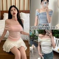 ราคา Paula พร้อมส่ง เสื้อเปิดไหล่สีพื้นผู้หญิง croptopแต่งดอกไม้ ทรงรัดรูป เรียบหรู ผ้าไม้พรหม ชุดไปทะเล ไปคาเฟ่ สไตล์เวียดนา (28460042690)
