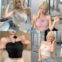 ราคา Paula พร้อมส่ง เสื้อเกาะอกคล้องคอ เสื้อท็อปสายเดี่ยว ติดดอกไม้ เสื้อเซ็กซี่ ดีเทลรูดหน้าสุดเก๋ สไตล์ฝรั่งเศษ (28207790879)