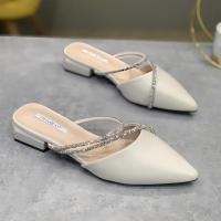 ราคา 2023 ฤดูร้อนสไตล์ใหม่ชี้นิ้วเท้าทุกการแข่งขัน พลอยเทียม ส้นเตี้ยสไตล์ใหม่พร้อมสต็อกส้นรองเท้าสไตล์นางฟ้าครึ่งรองเท้าแตะสอง (29563912935)