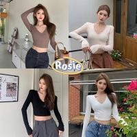 ราคา พร้อมส่ง เสื้อยืดคอกลม คอวี สีพื้น แขนยาว เอวสูง สีทึบเปิดหลังเซ็กซี่ แฟชั่น โชว์เอว สําหรับผู้หญิง (22682101800)