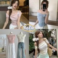 ราคา Rosie พร้อมส่ง เสื้อเปิดไหล่สีพื้นผู้หญิง croptopแต่งดอกไม้ ทรงรัดรูป เรียบหรู ผ้าไม้พรหม ชุดไปทะเล ไปคาเฟ่ สไตล์เวียดนา (26750616388)
