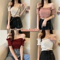 ราคา Lisa พร้อมส่ง เสื้อปาดไหล่ เสื้อเปิดไหล่ สม็อกไขว้หน้า งานสวยผ้า ใส่นุ่มสบายไม่คัน เสื้อไหมพรมปาดไหล่ (24375088280)