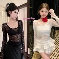 ราคา Lisa พร้อมส่ง เสื้อลูกไม้ผู้หญิง แฟชั่น คอยูแขนยาวสีขาว สไตล์ฝรั่งเศส เสื้อยืดซีทรูทรงเข้ารูป ผ้านิ่ม เซ็กซี่ แซ่บๆ (28055729802)