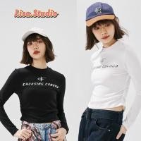 ราคา Lisaพร้อมส่ง เสื้อรัดรูป เสื้อครอป เสื้อยืดแขนยาวสีพื้นเอวลอยทรงสกินนี่พอดีตัว เสื้อยืดสีขาวสาวฮอตอเมริกัน สไตล์เกาหลี (28469644905)