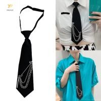 ราคา เนคไทยาวสไตล์ punk โลหะ พิมพ์สำหรับนักเรียน unisex ปรับสีดำ สำหรับชุดนักเรียน (28937882046)