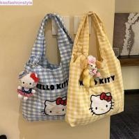 ราคา กระเป๋าผ้าใบคิตตี้แมว พิมพ์ลายสก๊อตสีฟ้า ความจุขนาดใหญ่ เหมาะสำหรับถือหรือสะพาย (41565038720)
