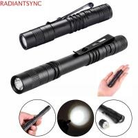 ราคา RADIANTSYNC Mini ปากกาไฟฉายแบบพกพา พร้อมคลิป Mini Light Penlight คลิปไฟทํางาน โคมไฟแบบพกพาสีดํา Super Bright Mini LED ไฟฉาย Camping (29134381239)