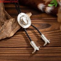 ราคา Radiantsync สร้อยข้อมือและจี้แบบชาติพันธุ์ จี้บูตทองแดงหมวกคาวบอย สร้อยคอหนังPUสีเงินดีไซน์ยาว (40063589758)