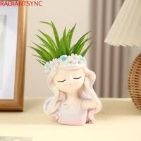 ราคา RADIANTSYNC Fairy Head กระถางต้นไม้ น่ารัก Handmade Girl Face กระถางดอกไม้ ทนทานงานฝีมือเรซินการ์ตูนกันน้ํารูปชาวไร่โฮมออฟฟิศ (43160821044)