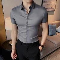 ราคา เสื้อเชิ้ตแขนสั้นสไตล์เกาหลีสำหรับผู้ชาย แบบสลิม핏 ทรงสมาร์ทสำหรับฤดูร้อน (44005578295)