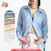 ราคา F2C เสื้ออัดพลีทแฟชั่นเกาหลี oversize ทรงหลวม ใส่สบาย แขนยาว (24400004381)