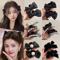 ราคา โบว์สีดำคลิปจับขนาดเล็กคลิปหนีบผมหญิงเรียบด้านข้างคลิป Headwear (29735702721)