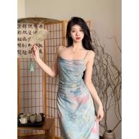 ราคา กระโปรงสายเดี่ยวผู้หญิง สไตล์ย้อนยุคฝรั่งเศส พิมพ์ภาพสีน้ำมันผีเสื้อ กระโปรงสายเดี่ยวตาข่าย (40601404341)