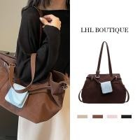 ราคา LHL BOUTIQUE กระเป๋าสะพายข้าง ย้อนยุค สีน้ำตาล ผู้หญิง suede bag กระเป๋าสวยๆ (27922284470)