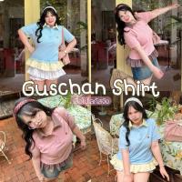 ราคา Guschan Shirt เสื้อโปโลกัสจัง เสื้อโปโลแขนสั้น แต่งขอบระบาย และคอปกลายจุด สาวอวบงานป้ายGeebeety (40372290955)