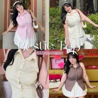 ราคา Bestie Top เสื้อเบสตี้ เสื้อโปโลแขนกุดลายจุด polkadot สาวอวบงานป้ายGeebeety (42220340776)