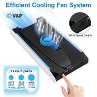 ราคา V P สําหรับ PS5 Slim PS5 Pro ฐานขาตั้งระบายความร้อนแนวตั้ง RGB VR ชุดหูฟัง Controller Charger Dock Station W 3 ความเร็วพัดลมระบายความร้อนสําหรับ PS5 (57900932595)