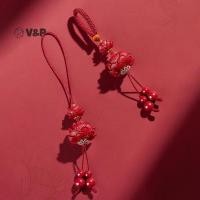 ราคา V P ธรรมชาติ Cinnabar Lotus พวงกุญแจรถสไตล์จีน Lucky โทรศัพท์โซ่กระเป๋าจี้แขวน (57300611060)