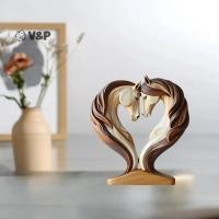 ราคา V P ประติมากรรมม้า 2D รูปปั้นม้าไม้ Snuggle Pose เครื่องประดับสัตว์โต๊ะจอแสดงผลสําหรับ Workplace Home Nursery ชั้นวาง (54900991174)