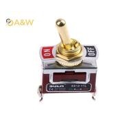 ราคา A W ทองเหลืองสีทอง Knurl Toggle 12 250V 1GANG 2Way 2 Pin DIY Home Bar โรงแรมรถเครื่องไฟฟ้าสวิทช์ไฟใหม่ (44064443738)