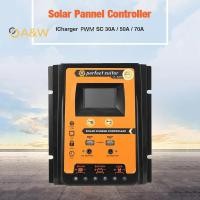 ราคา A W PWM Solar Charge Controller 12 24V 30 50 70A ตัวควบคุมแบตเตอรี่ Dual USB 5V LCD ใหม่ (42667251096)