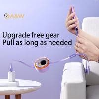 ราคา A W 6A 100W 3 In 1 Telescopic Data Cables Super Fast สายชาร์จ Micro USB Type C 8 Pin สําหรับ 14 Huawei P40 Samsung S20 OPPO ใหม่ (44417571575)