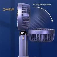 ราคา A W USB พัดลมขนาดเล็กแบบใช้มือถือพับได้แบบพกพาคอแขวนพัดลม 5 ความเร็ว USB ชาร์จพัดลมพร้อมขาตั้งโทรศัพท์และหน้าจอแสดงผลใหม่ (42121416795)