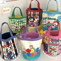 ราคา Cod Casual Canvas Bucket Bag Tote Women Handbags Cartoon Print Lunch Bag Shopper Bag School Bag new (27567697948)
