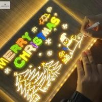 ราคา Cod กระดานโน้ต Led ขนาดใหญ่พร้อมสี Led Light Up กระดานข้อความอะคริลิคกระดานวาดภาพ Led กระดานลบแห้งพร้อมและ 7 ปากกาใหม่ (24840697263)