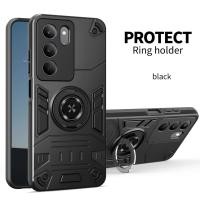 ราคา ปลอกสําหรับ เรียลมี 14x5กรัมกรณีโทรศัพท์รถผู้ถือแม่เหล็ก360หมุนโลหะแหวนนิ้วยึดกันกระแทกปกพีซี ทีพียู 2ใน1ฮาร์ดเปลือกป้องกัน (48201020723)