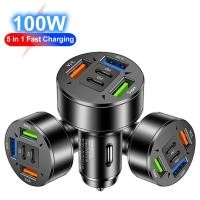 ราคา 100W Car Charger Multi Ports Super Fast USB Type C Car Charger Adapter พร้อม 5 พอร์ต USB แหล่ง dadwenth (57450155392)