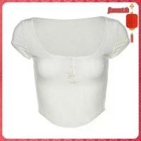 ราคา เสื้อครอปคอยูแขนสั้นแฟชั่นฤดูร้อนสําหรับผู้หญิง (53850947390)