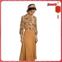 ราคา Rophie ชุดผู้หญิง 2 ชิ้น เสื้อเชิ้ต พิมพ์ลายดอกไม้ พร้อมกระโปรงยาว เอวสูง สีเหลือง สไตล์ฮ่องกง ย้อนยุค เหมาะกับฤดูร้อน SC8276 (46850957957)