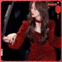 ราคา ชุดคริสมาส ชุดแดง ชุดสีแดง ชุดเดรสกำมะหยี่สีแดงคอเหลี่ยมสำหรับผู้หญิงชุดเดรสสีดำเล็กๆสำหรับงานคริสต์มาส blingbling วินเทจสไตล์ฝรั่งเศสแบบใหม่ฤดูใบไม้ร่วงและฤดูหนาว (42173033663)