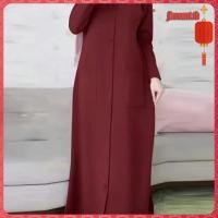 ราคา Zanzea ชุดเดรสยาว แขนยาว กระดุมแถวเดียว สีพื้น สไตล์มุสลิม สําหรับสตรีชาวมุสลิม (41272351936)