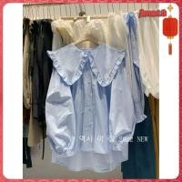 ราคา เสื้อเชิ้ต คอตุ๊กตา ทรงหลวม พลัสไซซ์ สไตล์เกาหลี แฟชั่นฤดูร้อน สําหรับผู้หญิง เสื้อครอปแขนยาว (24643675399)