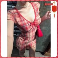 ราคา ชุดคริสต์มาสสีแดงลายสก๊อตสีแดงชุดแขนสั้นหญิง ฝรั่งเศสเซ็กซี่กระโปรงสะโพกสาวร้อนกระโปรงสั้น (44223242084)