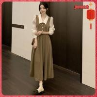 ราคา ชุดเดรสยาว แขนพัฟ สไตล์ฝรั่งเศสย้อนยุค แฟชั่นฤดูใบไม้ร่วง สําหรับผู้หญิง (41920408374)