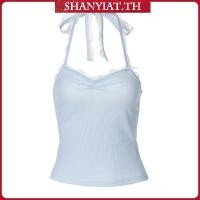 ราคา Hanie House เสื้อกล้ามฤดูร้อนคล้องคอผูกเชือกผู้หญิง (52650425584)